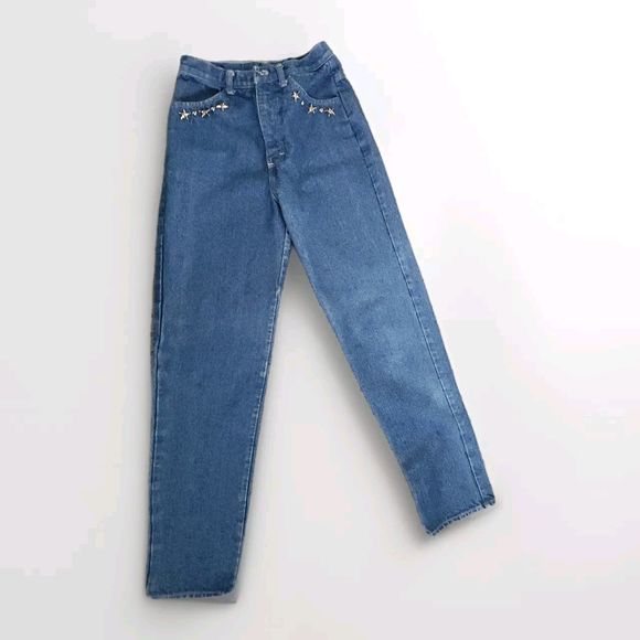 Panhandle Slim Denim - Vintage Panhandle Slims Western 80's Cowgirl Pinstripe Jeans Waist Size 8 Rodeo